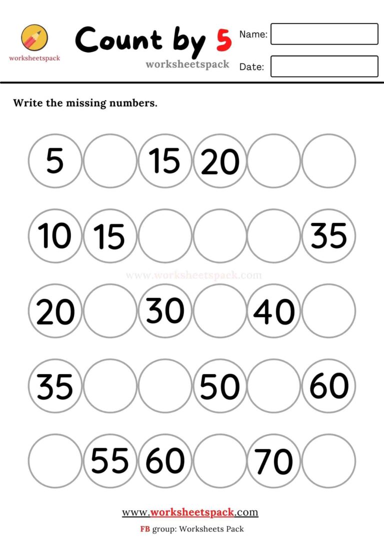 Count by 5 worksheet - worksheetspack