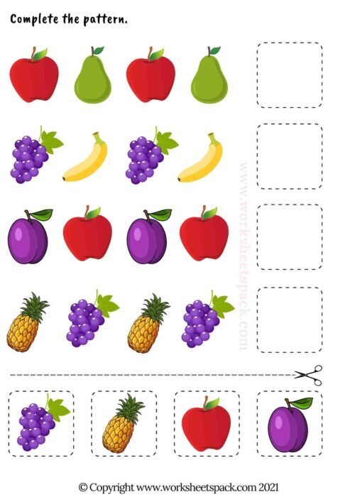 Fruits activities for preschoolers - worksheetspack