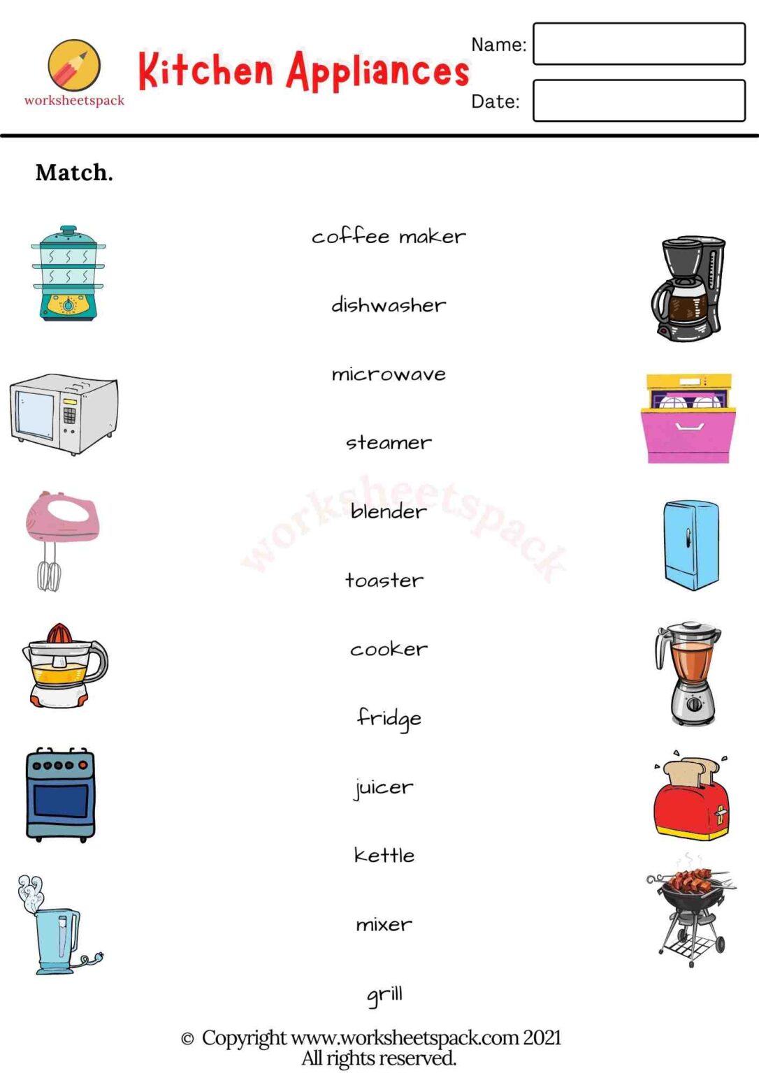 Kitchen Appliances Vocabulary Worksheets - Worksheetspack