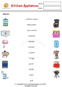 Kitchen appliances vocabulary worksheets - worksheetspack