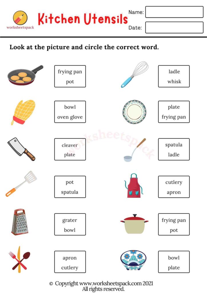 Kitchen utensils vocabulary