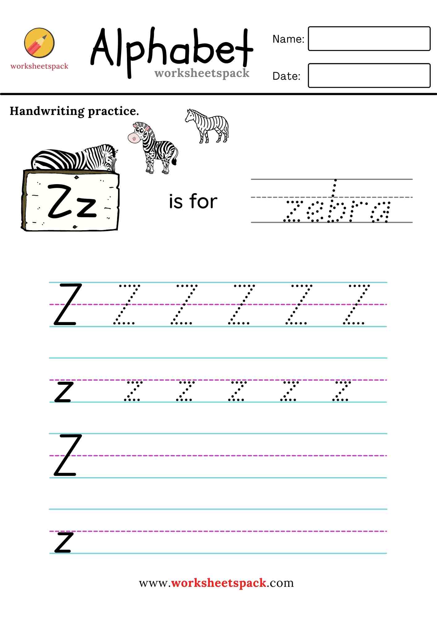 Letter tracing worksheets PDF - worksheetspack