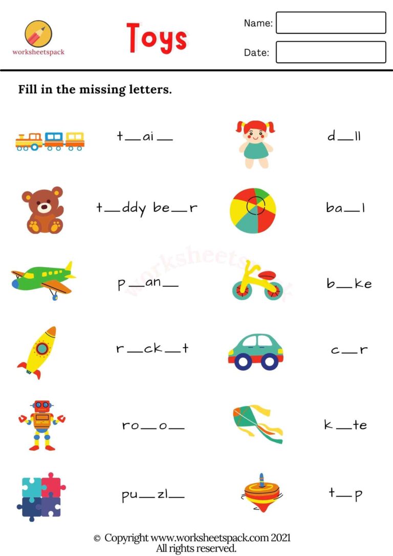 Toys vocabulary worksheets PDF - worksheetspack