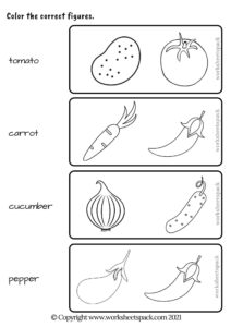 Vegetable activity sheets - worksheetspack