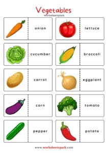 Fruit and vegetables printable domino game - worksheetspack