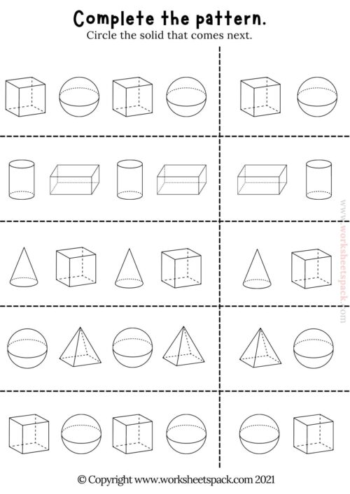 3d shape patterns: Finding patterns - worksheetspack