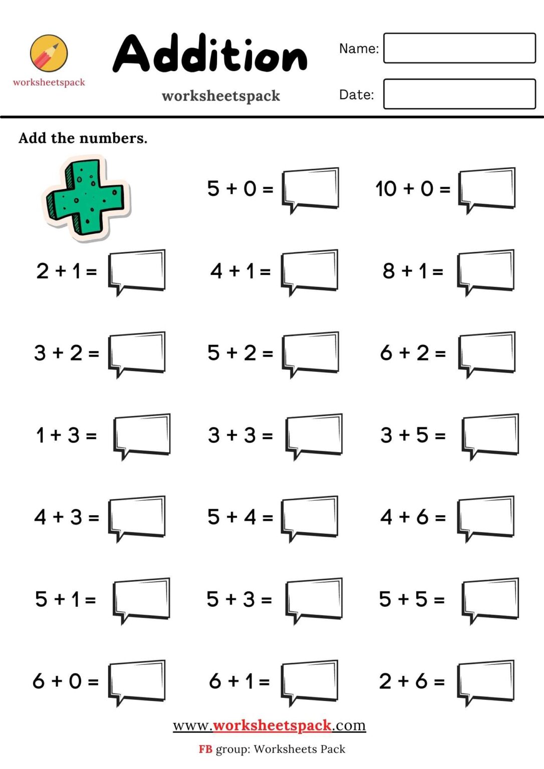 Addition - worksheetspack