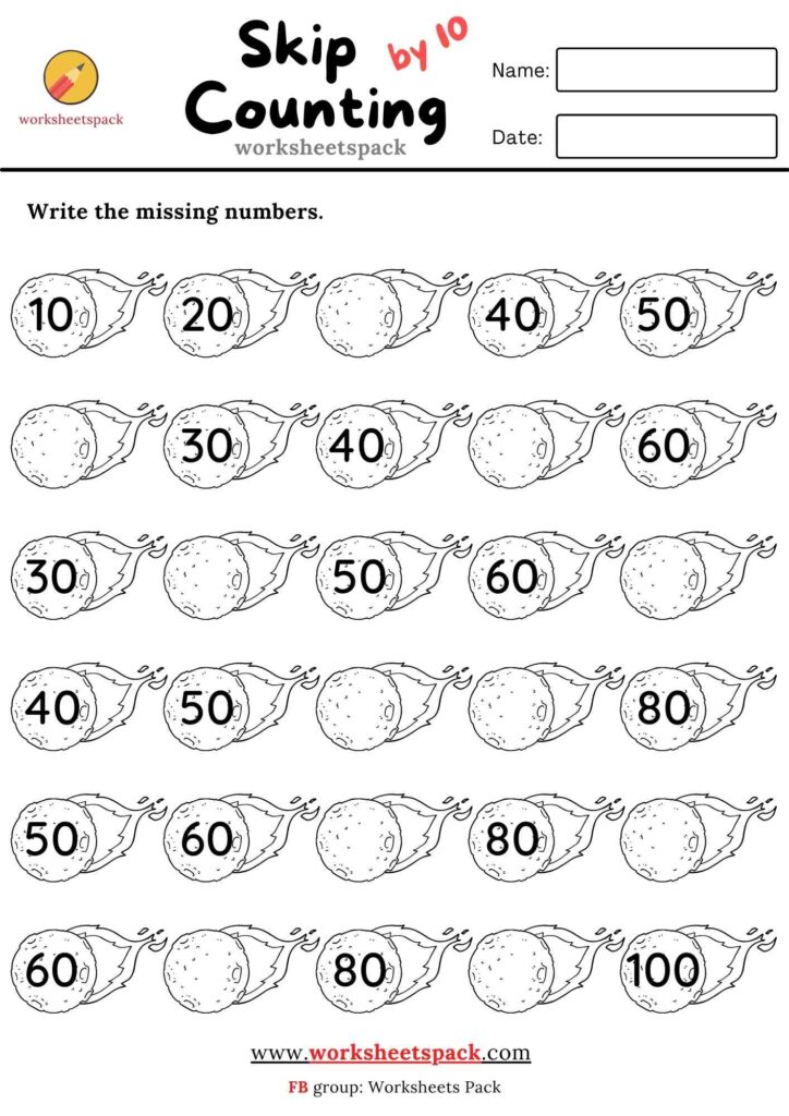 Count by 10s worksheet
