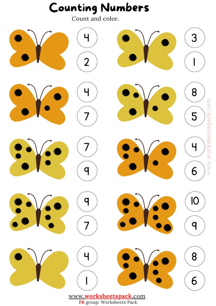 Counting activity - butterfly