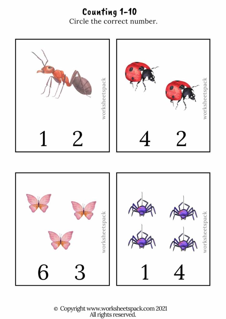 COUNTING BUGS FREE PRINTABLE WORKSHEETS