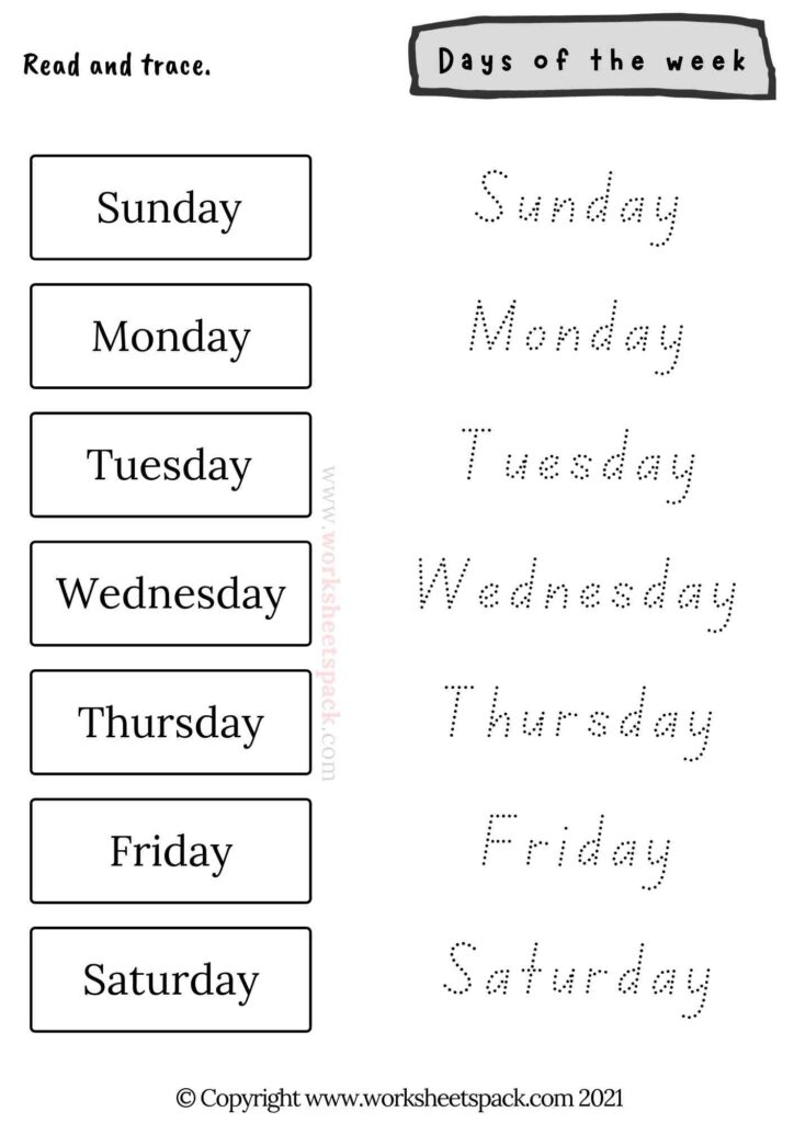DAYS OF THE WEEK ACTIVITIES PDF