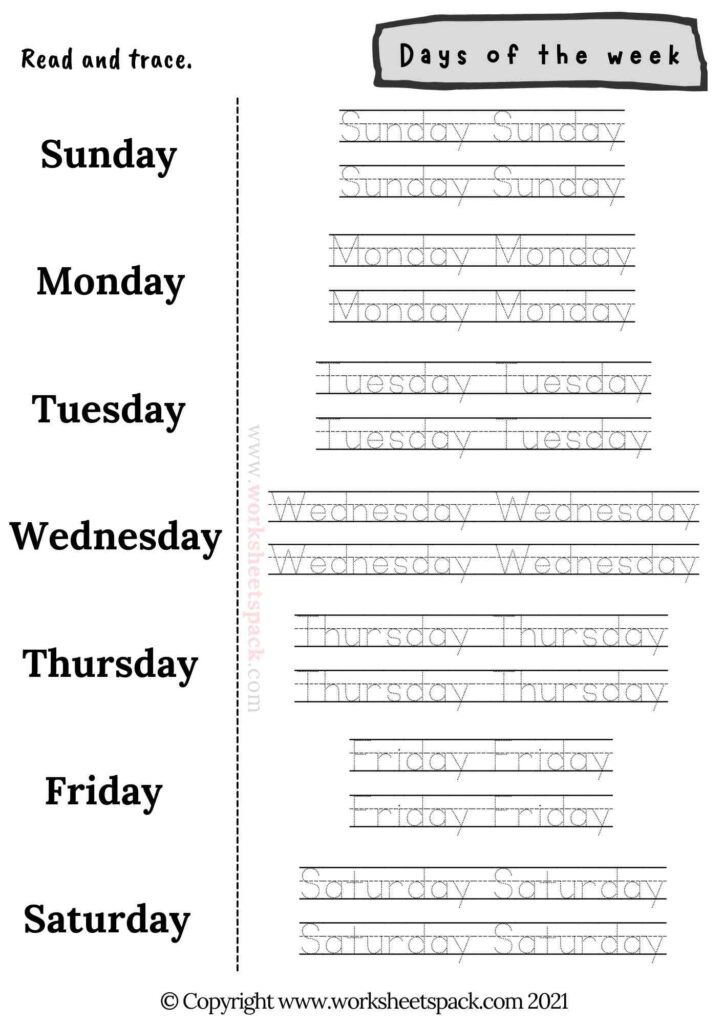 DAYS OF THE WEEK ACTIVITIES PDF