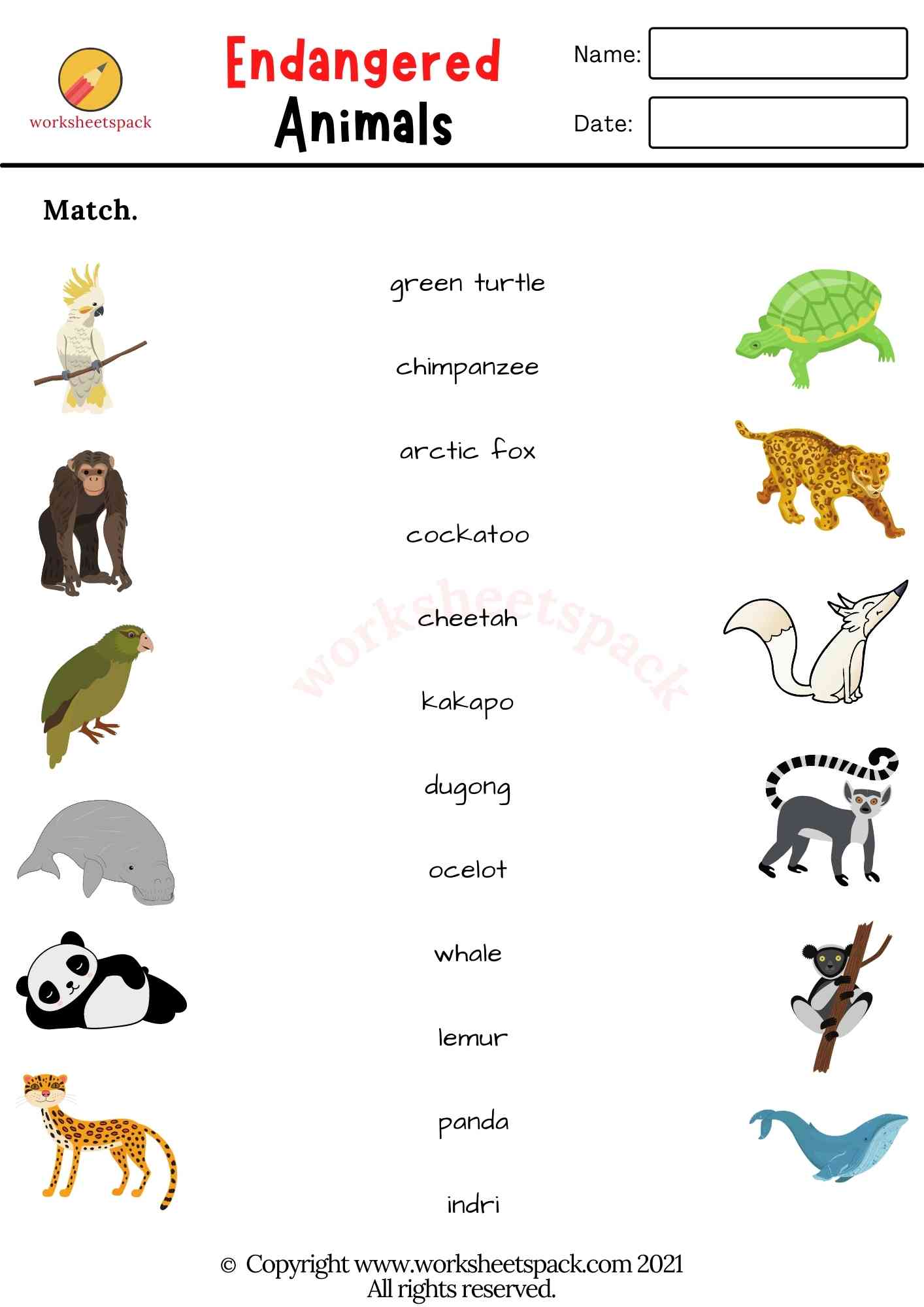 Endangered Animals Worksheets for Kids - worksheetspack