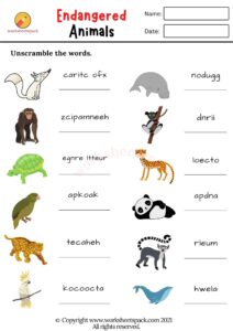 Endangered Animals Worksheets for Kids - worksheetspack