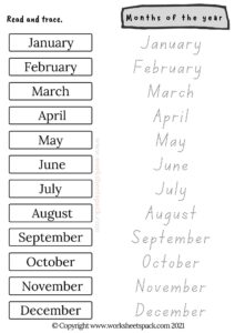 Months of the year activities PDF - worksheetspack