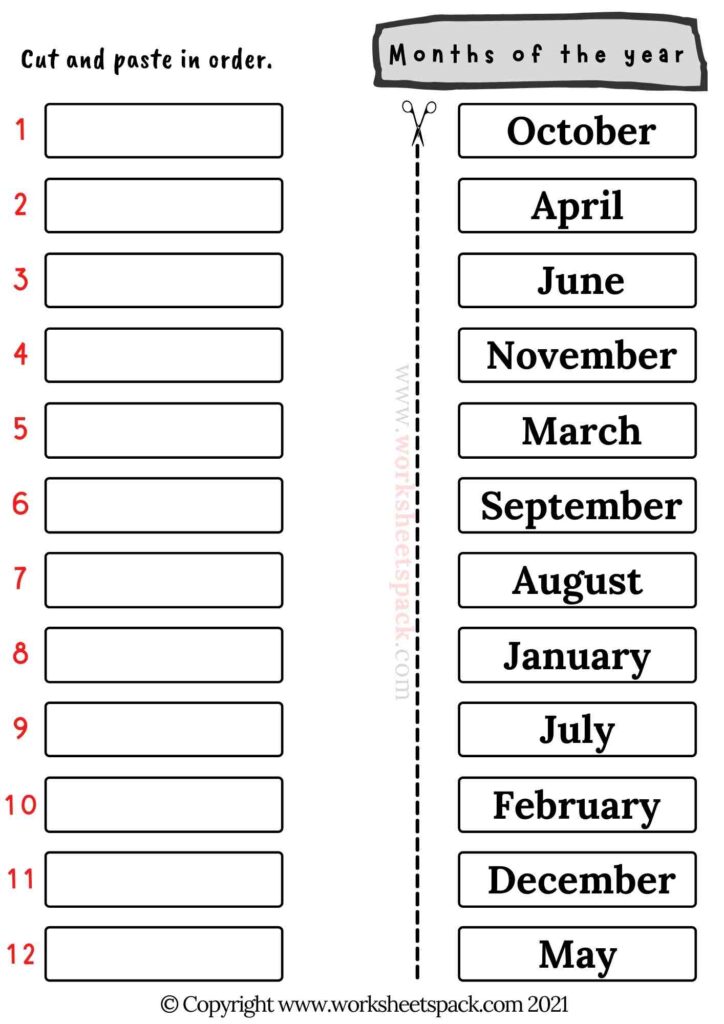 Months of the year activities PDF