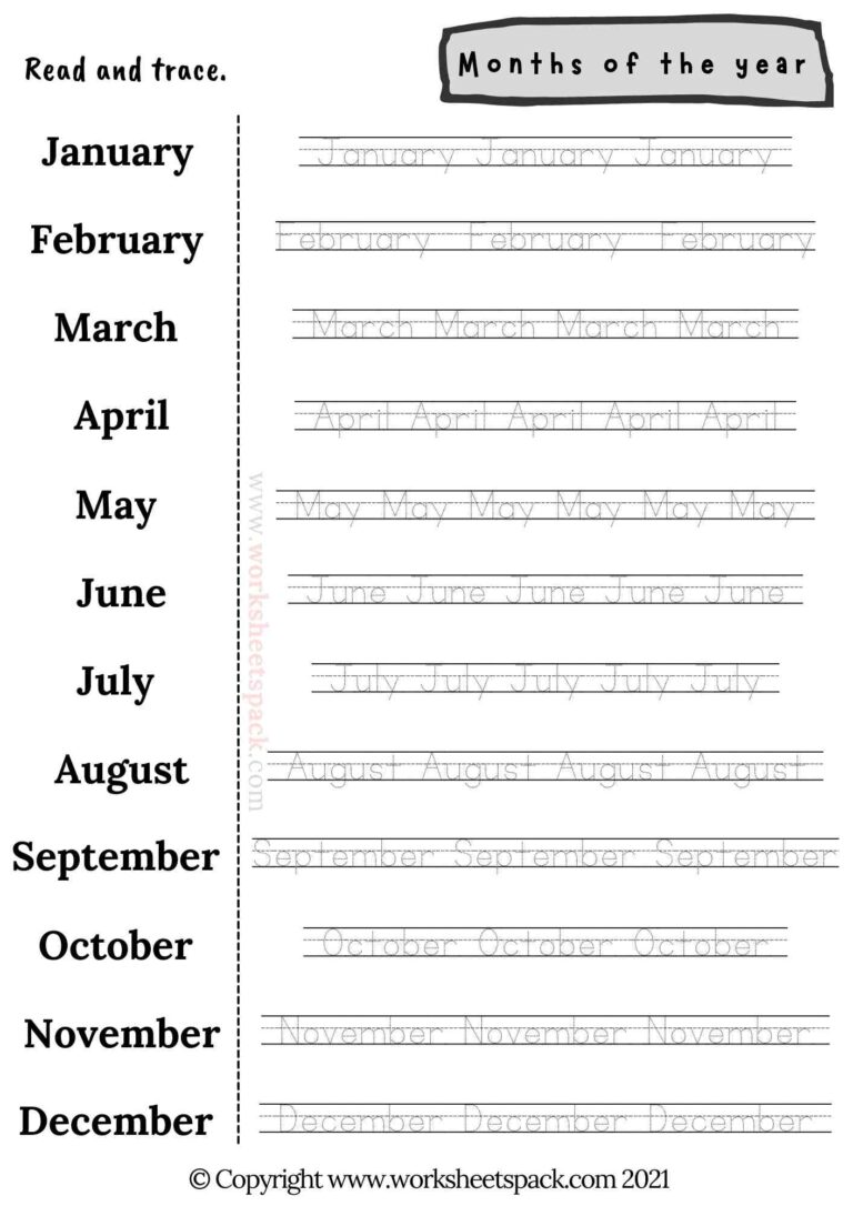 Months of the year activities PDF - worksheetspack