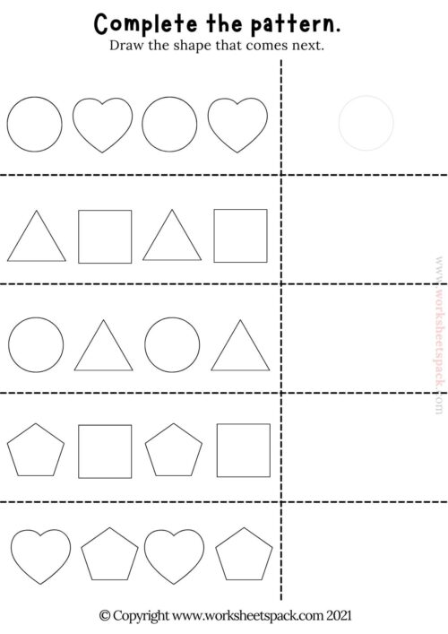 Patterns: Draw the next shape - worksheetspack