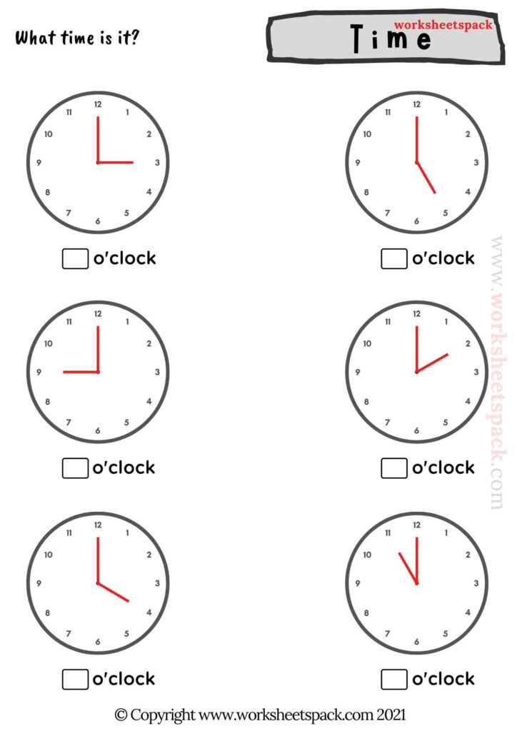 TELLING TIME ACTIVITY SHEETS
