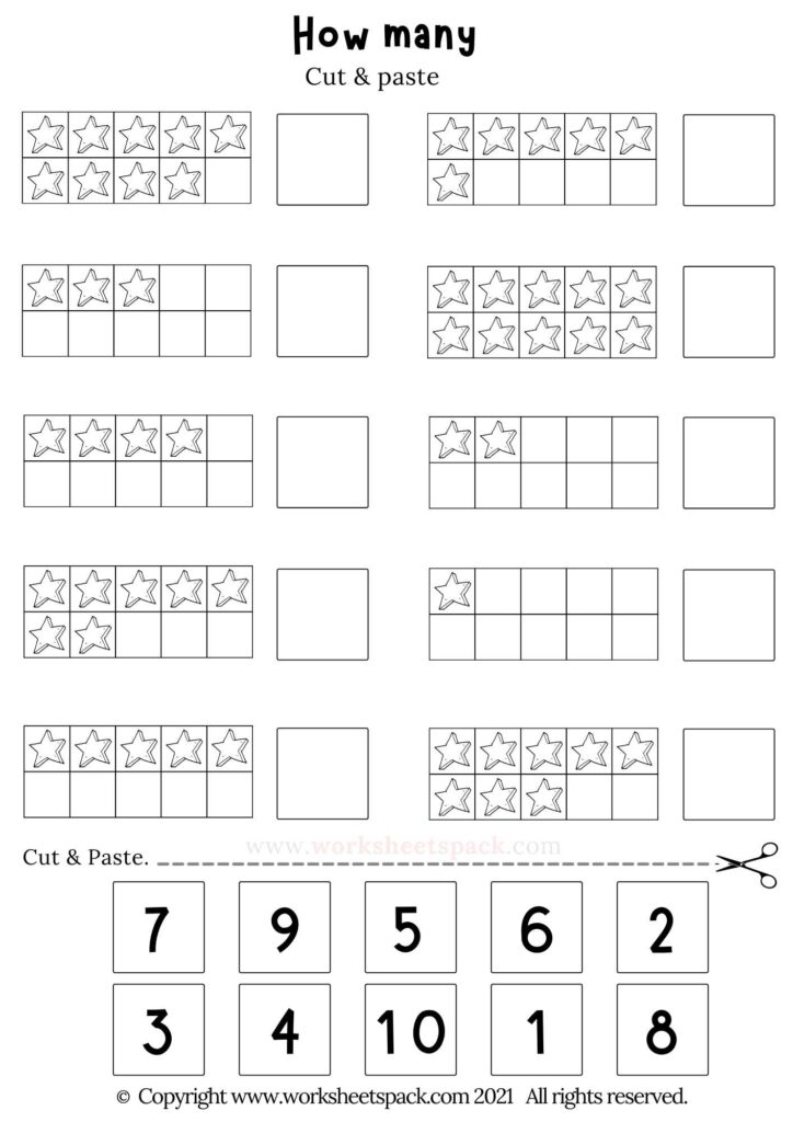 Ten frames printable cut and paste worksheet