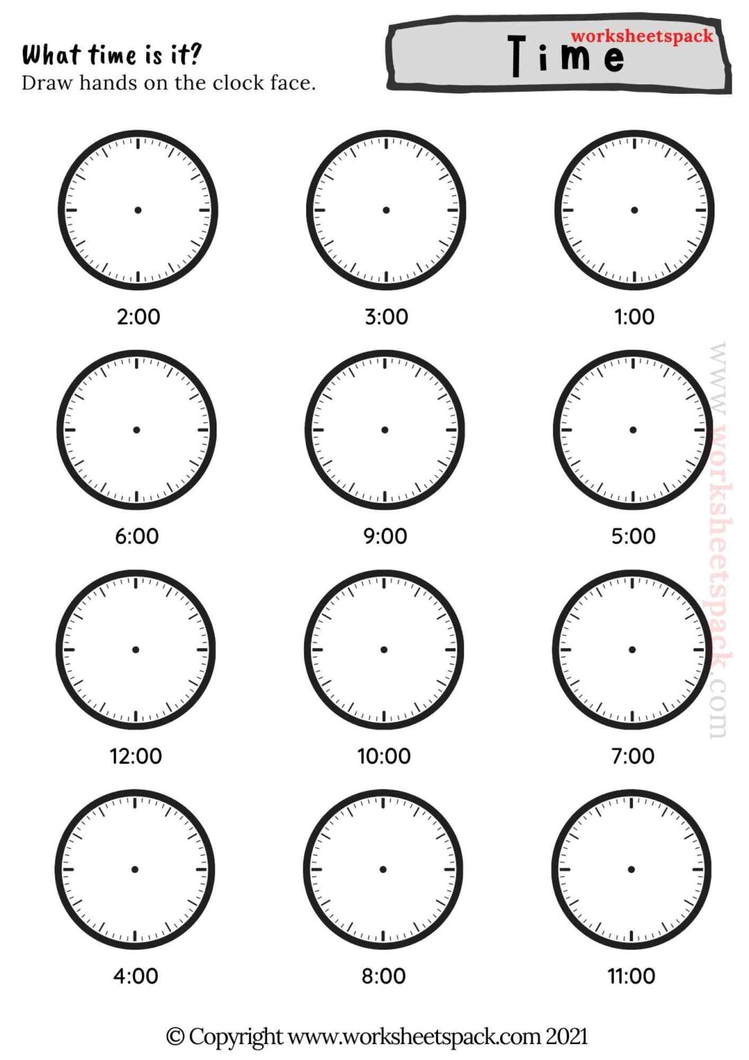 Telling time activity sheets - worksheetspack