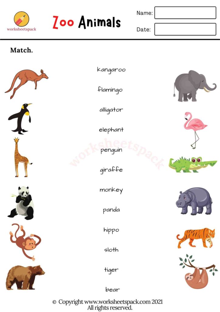 ZOO ANIMALS WORKSHEETS