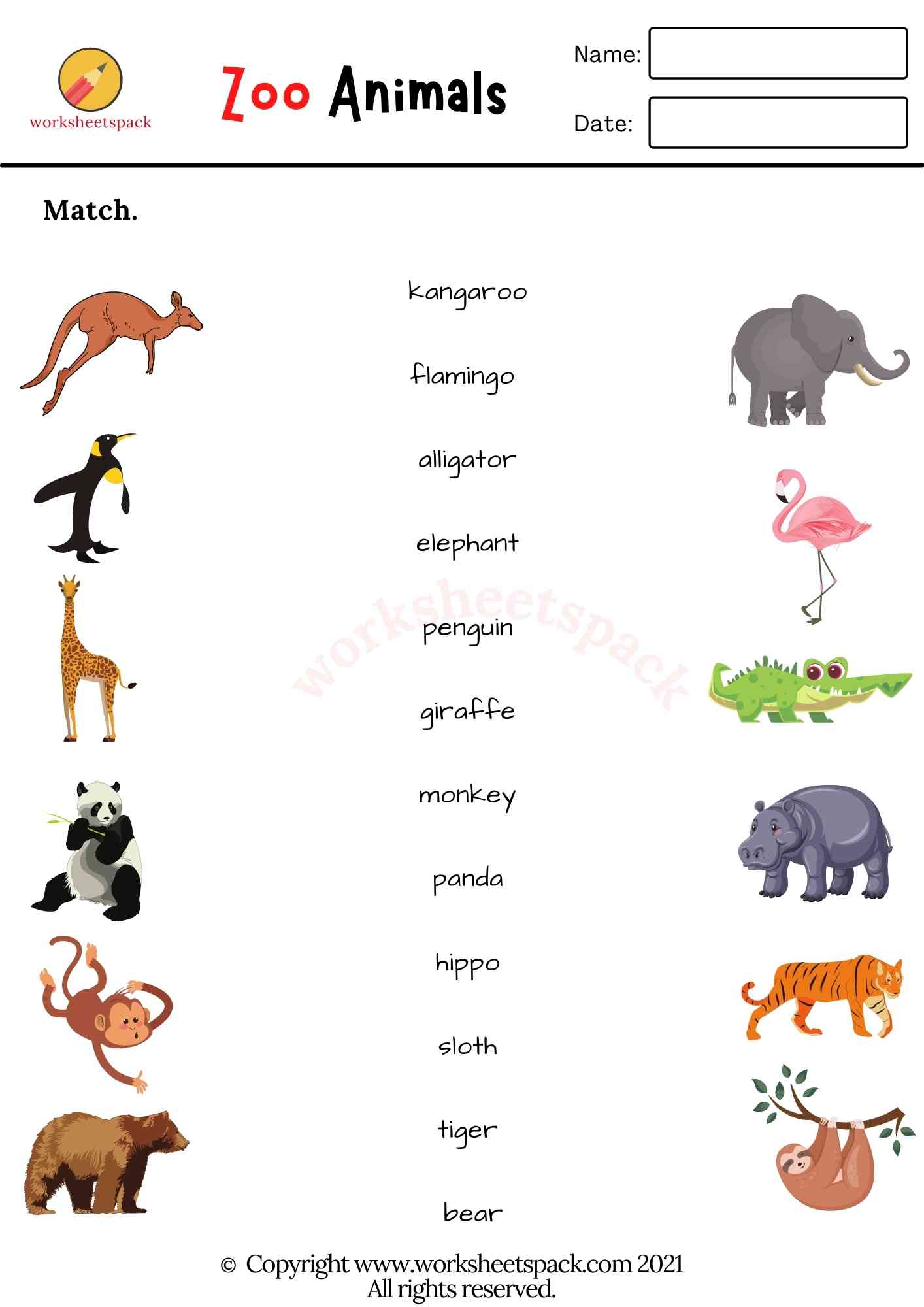 Zoo Animals Worksheets - worksheetspack