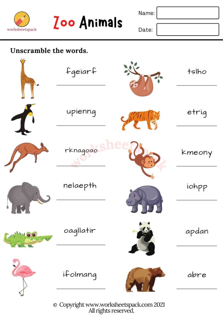 Zoo Animals Worksheets - worksheetspack