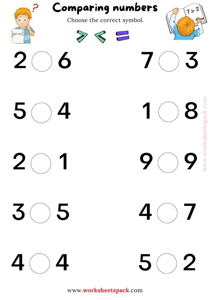 COMPARING NUMBERS: CHOOSE THE CORRECT SYMBOL