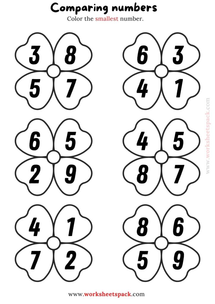 Comparing numbers: Color the smallest number