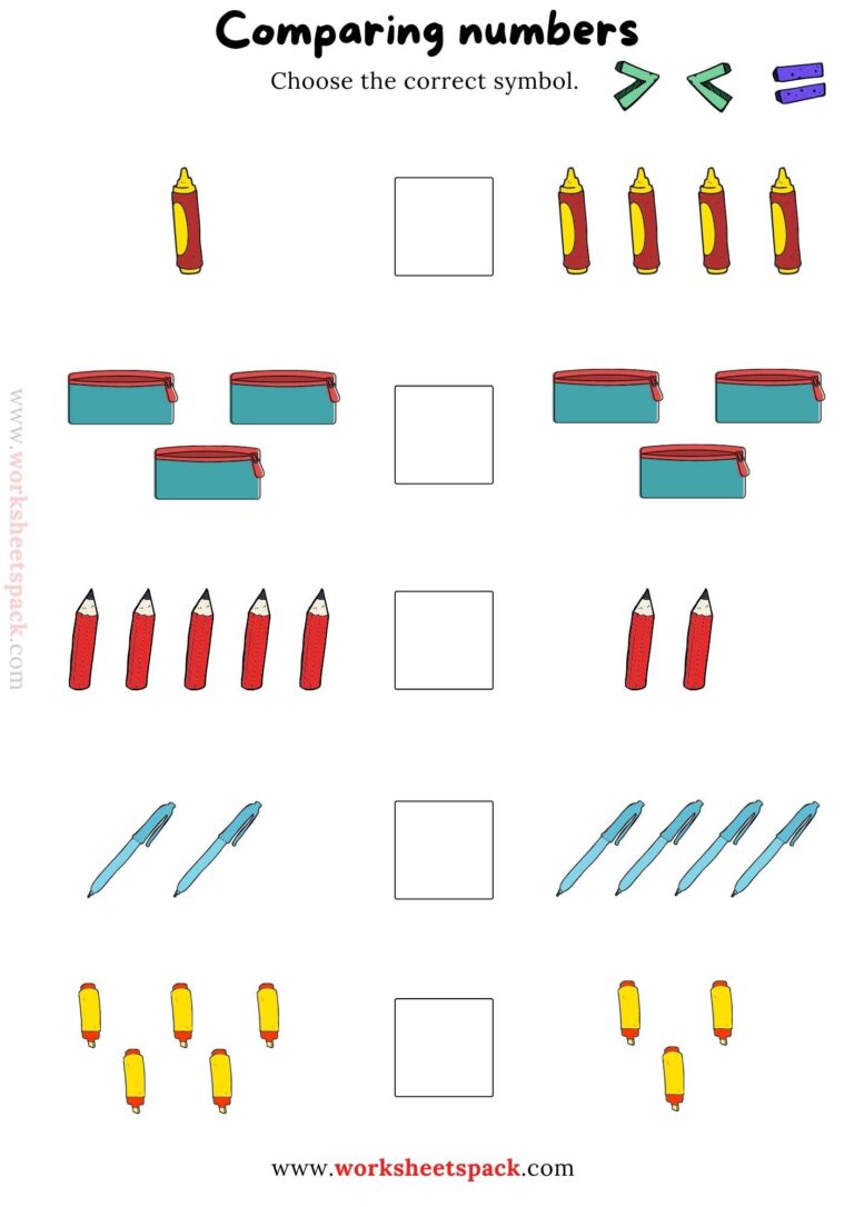 Comparing numbers - worksheetspack