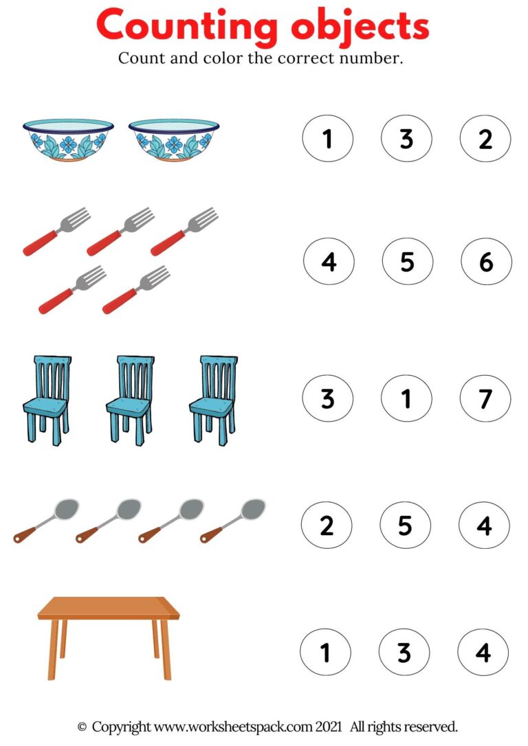 Counting Objects PDF, Musical instruments Count Free Worksheet ...