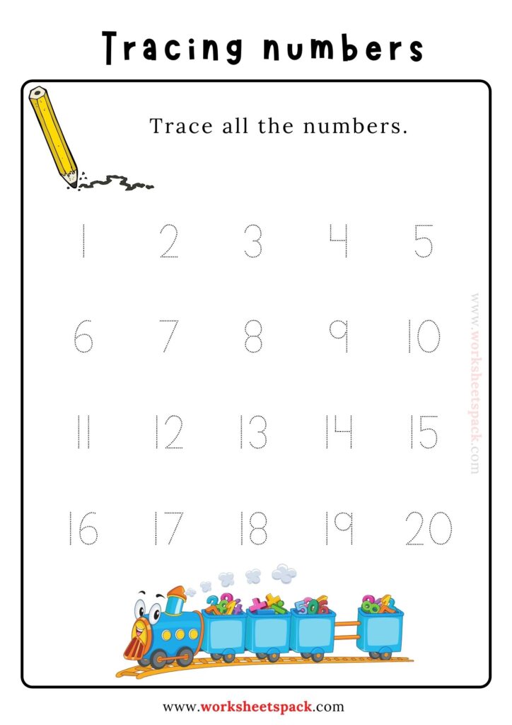 Dotted Numbers For Tracing Worksheetspack