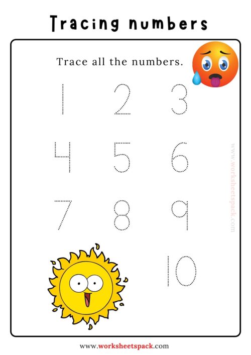 Dotted numbers to trace 1-10 PDF
