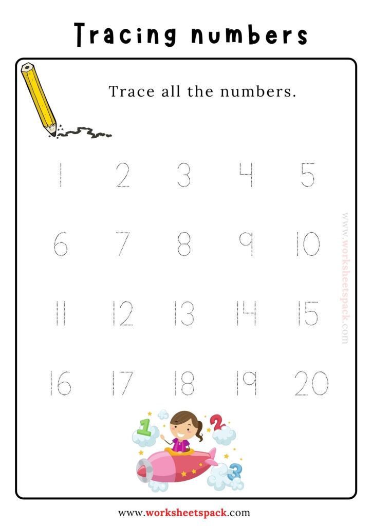 DOTTED NUMBERS FOR TRACING