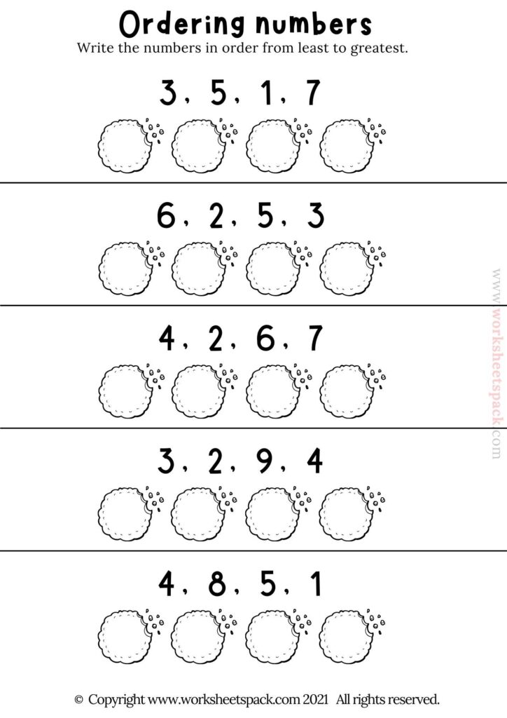 Ordering numbers 1-10 worksheet