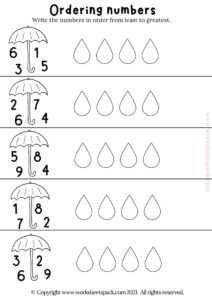 Ordering numbers 1-10 worksheet - worksheetspack