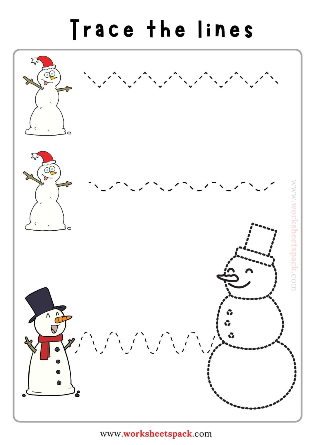 Free Printable Tracing Horizontal Lines Worksheets - worksheetspack