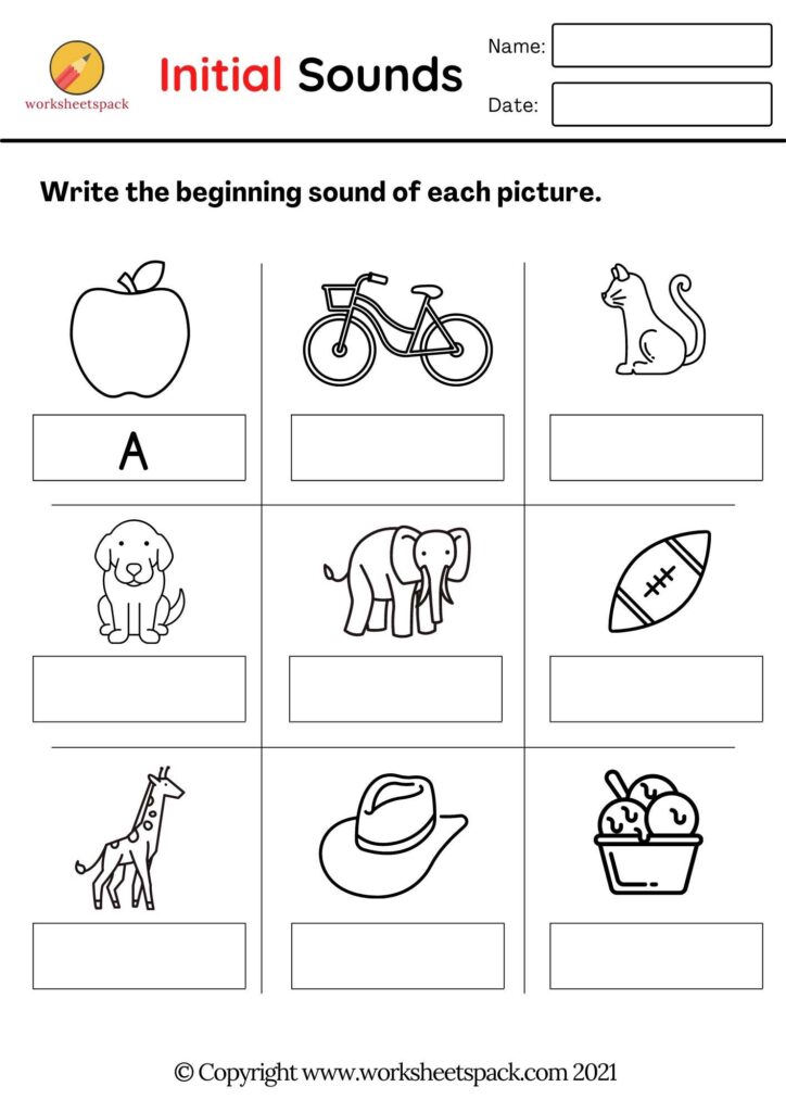 Write the beginning sounds of each picture