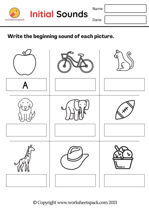 Write the beginning sounds of each picture - worksheetspack