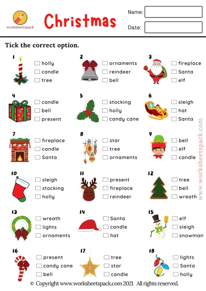 Christmas Quiz, Free Printable Christmas Picture Test