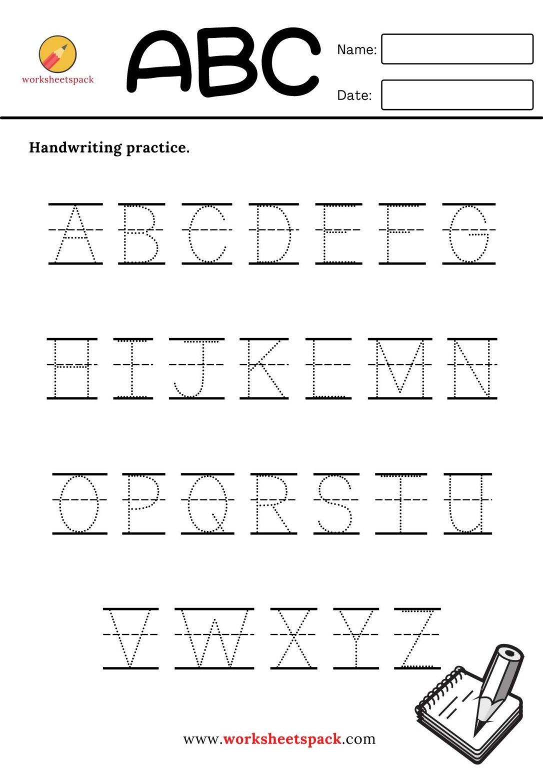 A To Z Handwriting Practice For Kids - Worksheetspack