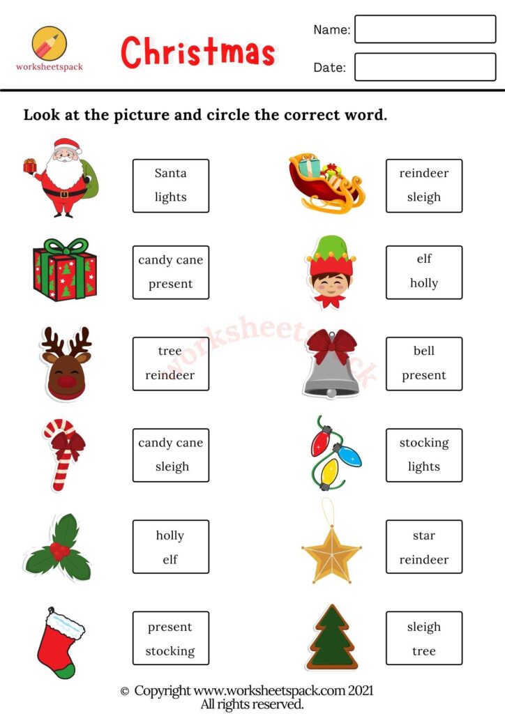 Free Printable Christmas Worksheets PDF Worksheetspack