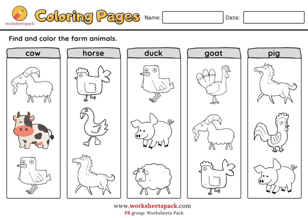 Free farm animals coloring pages