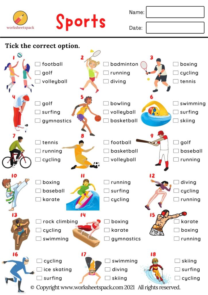 Guess the Sport, ESL Sports Vocabulary Quiz