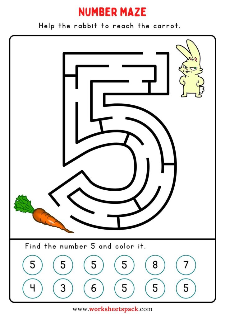 Number maze activity free sheets

