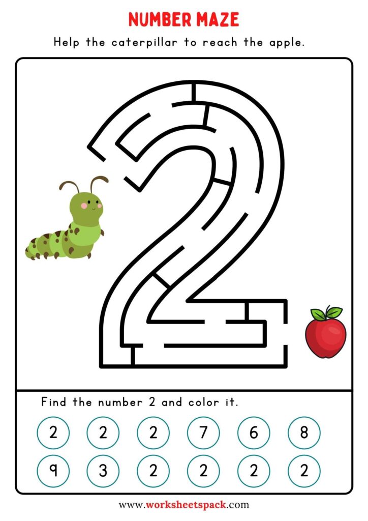 Number maze free printable PDF