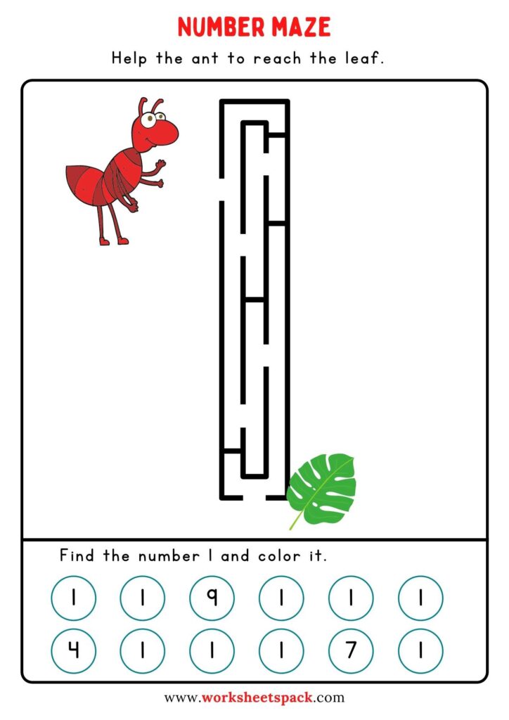 Number maze game printable
