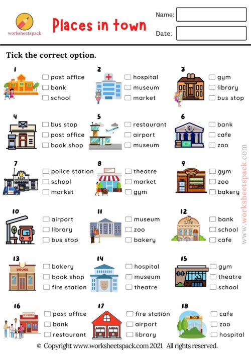 Places In Town Quiz Free PDF - worksheetspack