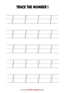 Dotted numbers to trace 1-10 PDF - worksheetspack